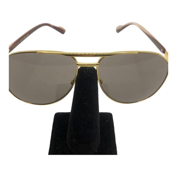 Gucci 59 MM Slim Metallic Frames Contrast Temples Classic Aviator Sunglasses - Picture 1 of 8